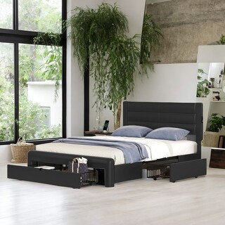 Queen Size Bed Frame Leather Upholstered - Bed Bath & Beyond - 39086167