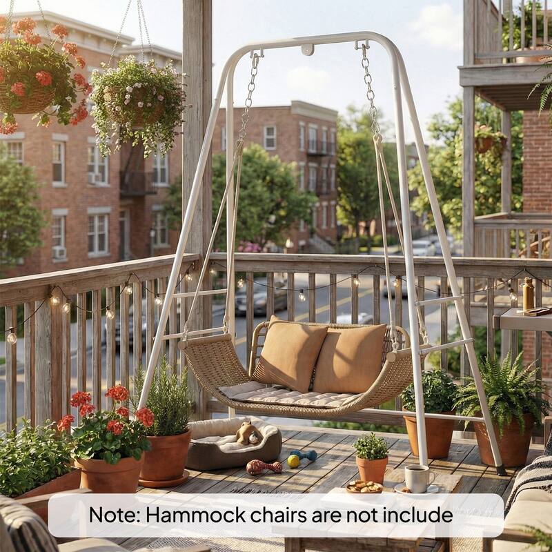 Outsunny Hammock Chair Stand, Free Standing Heavy Duty Hanging Swing Chair with Anti-Slip Foot Pads, 2 Carabiners