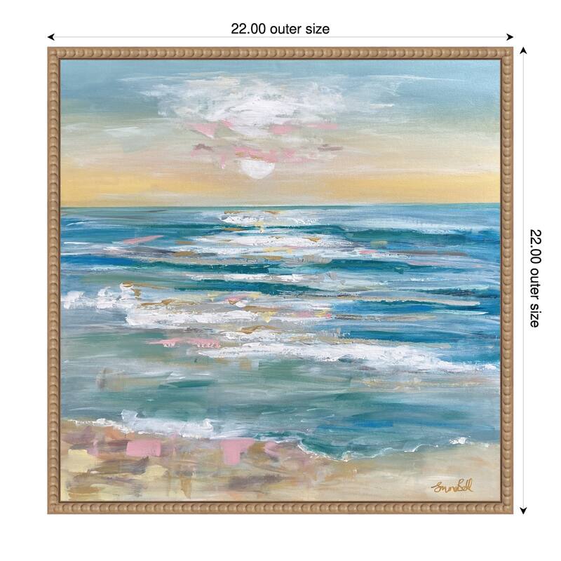 Sunny Seascape I by Emma Bell Framed Canvas Wall Art Print - 22 x 22 in
