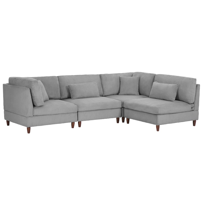 4-Piece Oversized Reversible Upholstered Sectional Modular Sofa