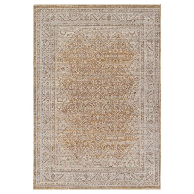Harriet Medallion Gold/ Light Gray Area Rug - 4' x 5' 2" - Rectangle