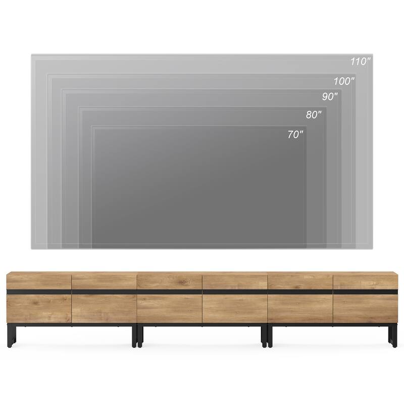 WAMPAT Modern TV Stand with Storage Cabinets, Wood Entertainment Center Media Console Table with Metal Legs for Living Room