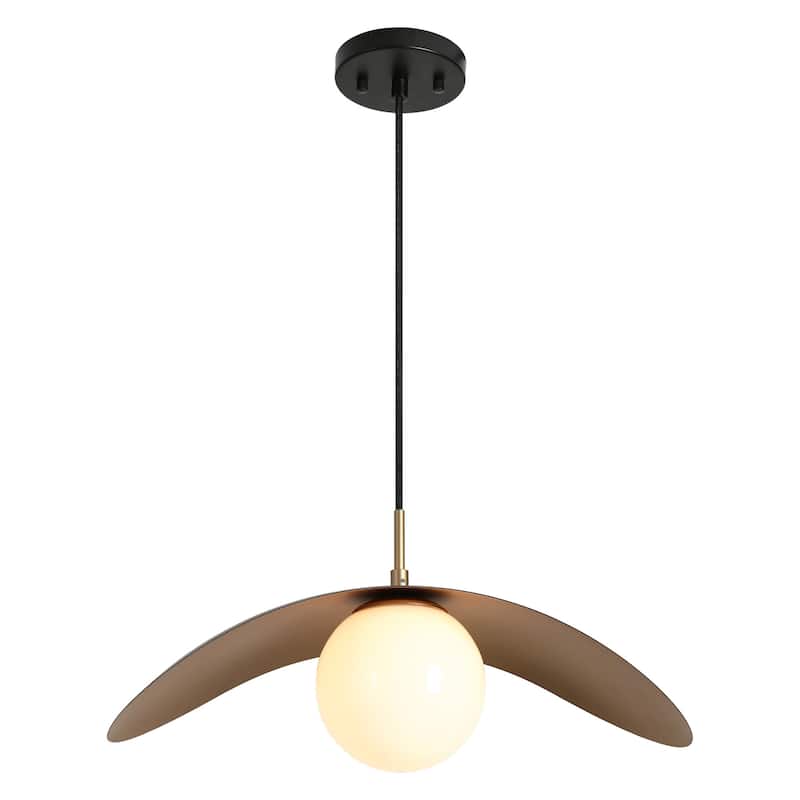 Modern 1-Light Black Gold Pendant Glass Kitchen Island Lights - D19.7" x H9.8"