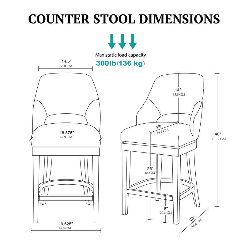 Madison Park Marshall Counter Stool with 360 Degree Swivel Seat
