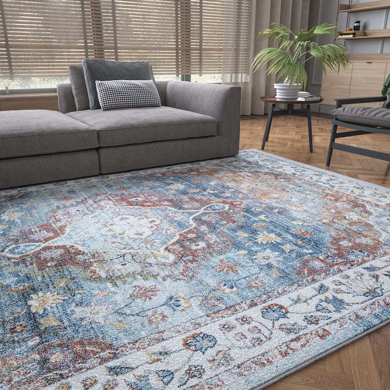 Rayna Farmhouse Medallion Indoor Area Rug - 5'3'' x 7'3'' - Cream