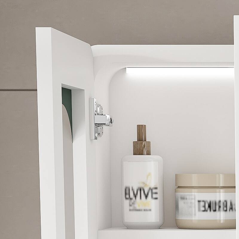 Wall Mounted Bathroom Mirror Cabinet with LED Lights, Anti-Fog & Explosion-Proof, Touch Control Medicine Cabinet