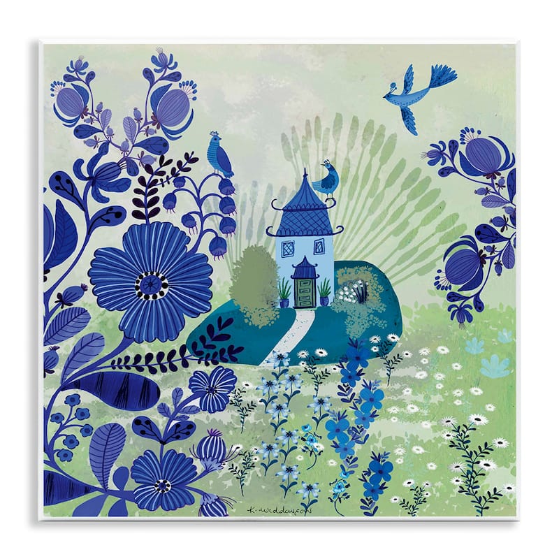 Stupell Whimsical Blue Garden Wall Plaque Art Design By Kay Widdowson - 12 x 12