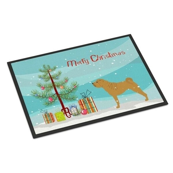 Carolines Treasures BB2970JMAT Shar Pei Merry Christmas Tree Indoor or Outdoor Mat 24 x 36