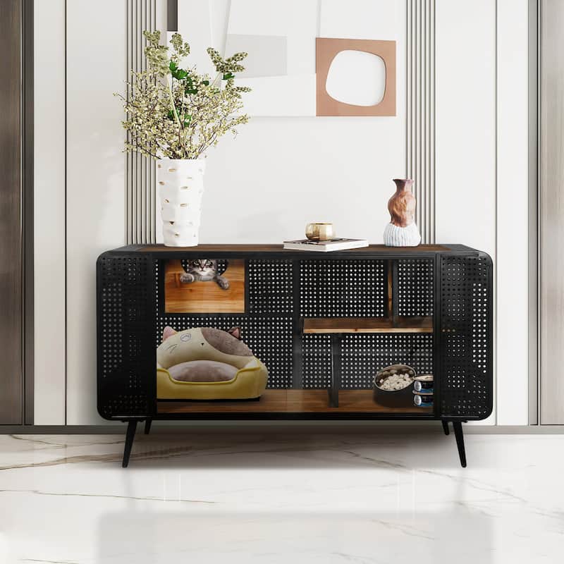 Storage Cabinet with Tempered Glass