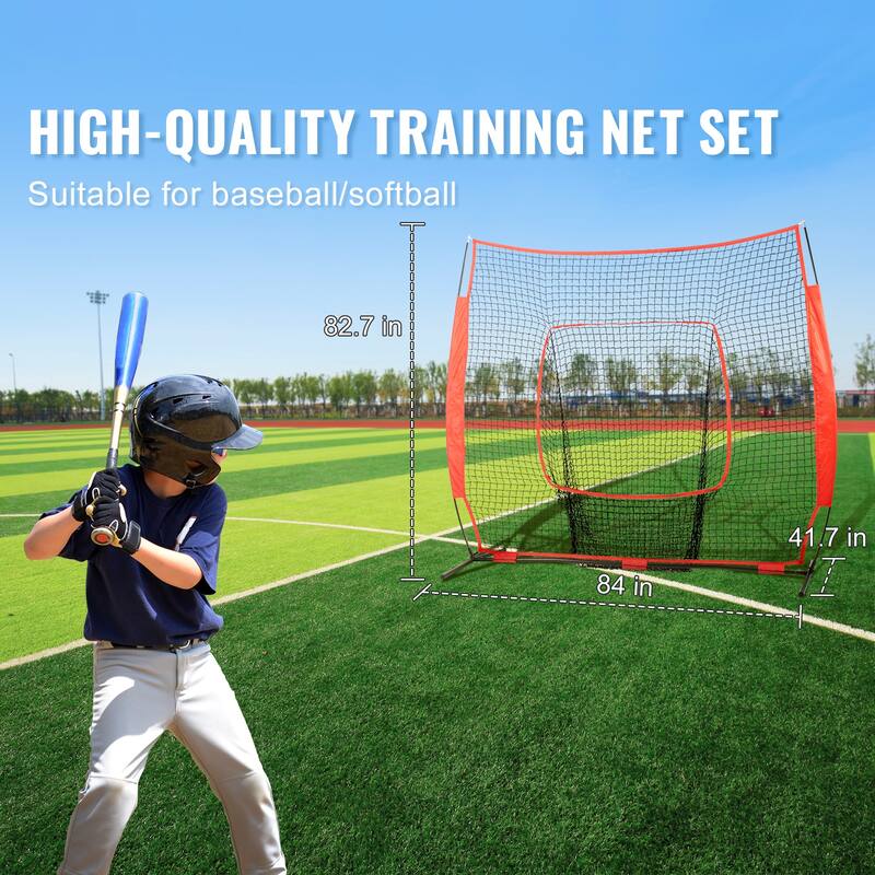 7x7 ft Baseball Softball Practice Net with Carry Bag and Strike Zone
