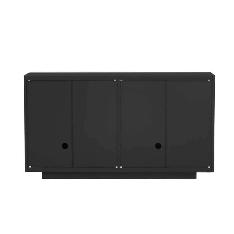 4 Wavy Doors Ample Storage Space Sideboard with Adjustable Shelves and Retro Copper Handles for Dining Room and Living Room
