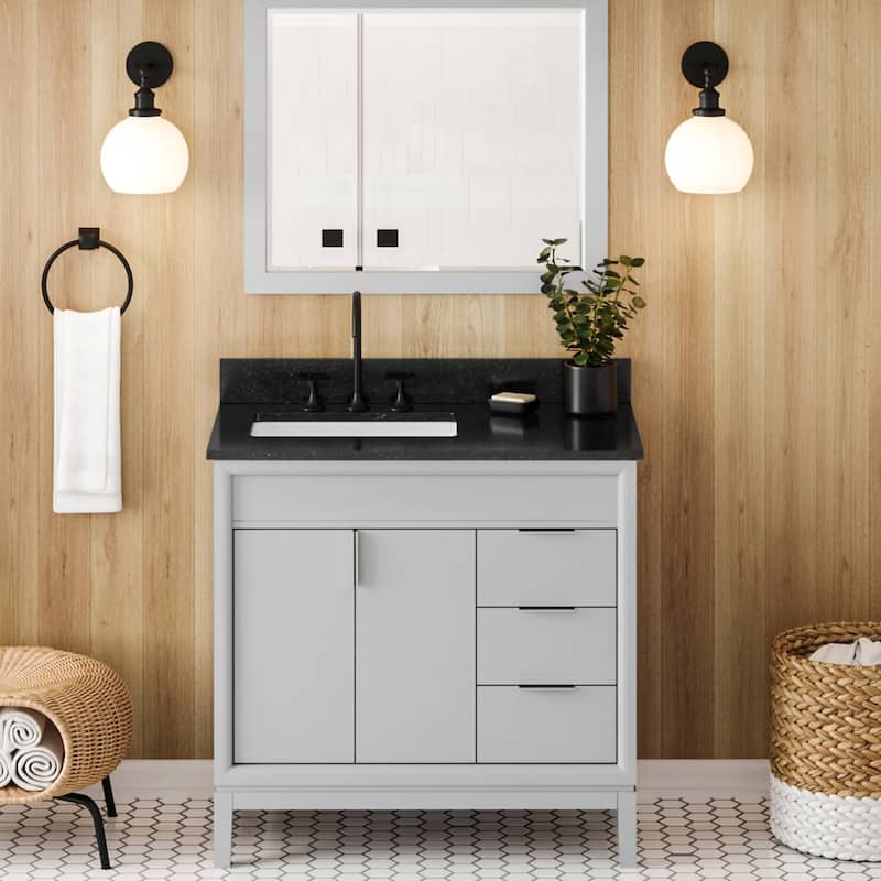 Jeffrey Alexander VKITTHE36R-GRANITE Theodora II 36" Free Standing - Grey / Black - Steel Finish