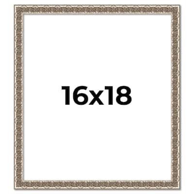 16x18 Frame Silver Versailles Ornate Solid Wood Picture Frame | 1 Inch