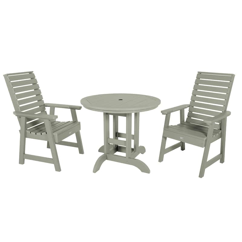 Weatherly 3-piece Outdoor Dining Set - 36" Round Table, Dining-height - Eucalyptus