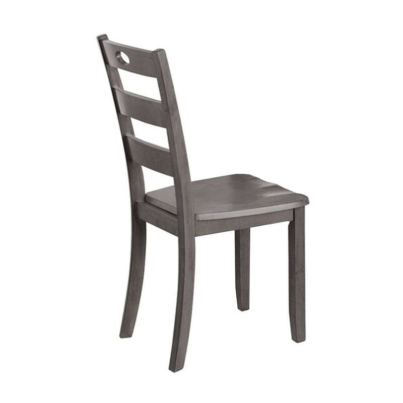 5 Piece Square Dining Set with Slat Back Chair in Gray