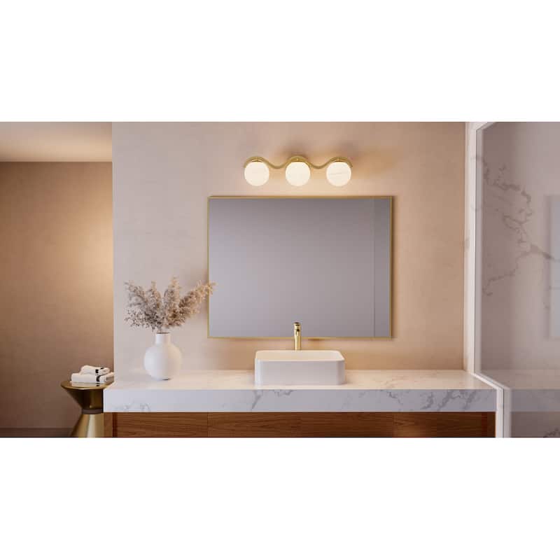 Spherical 3-Light Aged Brass Bath Light