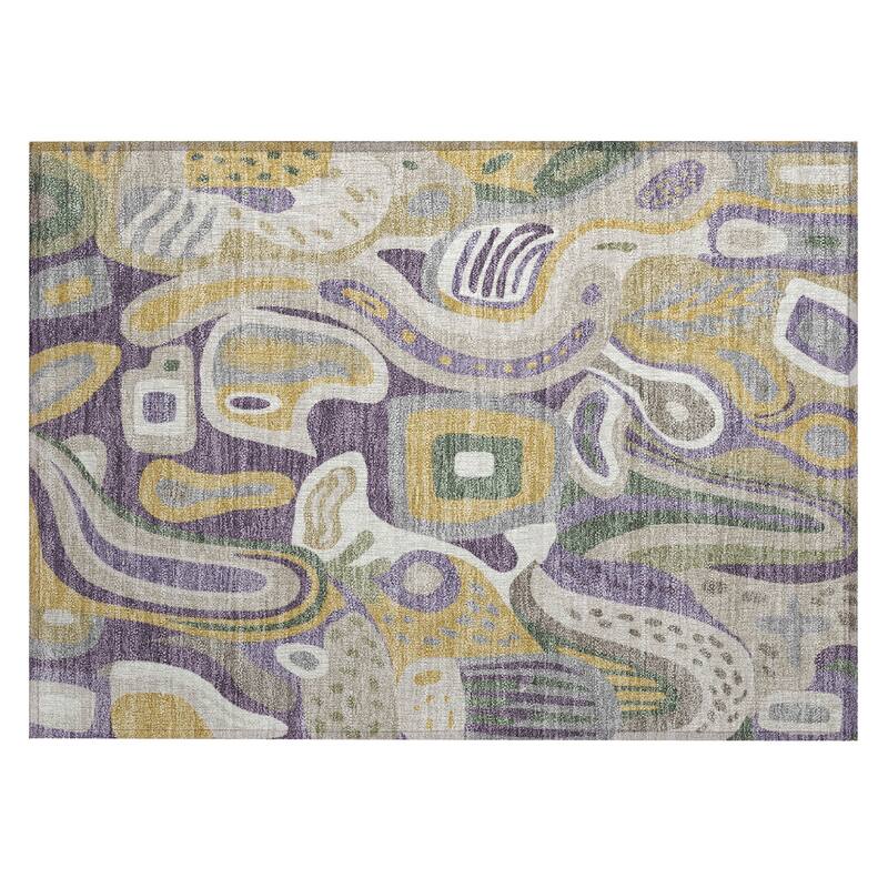 Machine Washable Indoor/ Outdoor Modern Picasy Chantille Rug