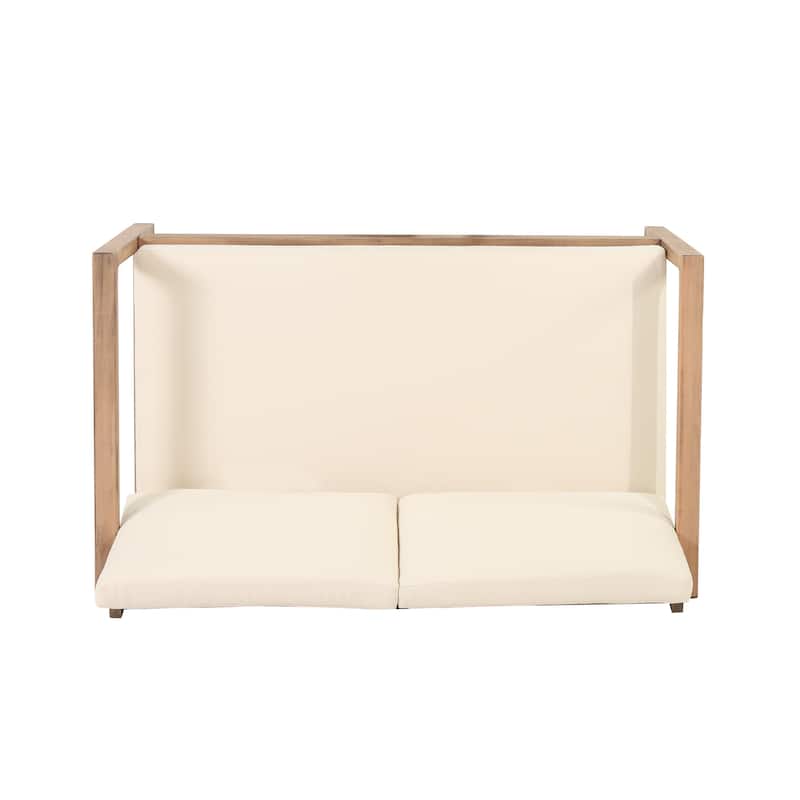 Stefan Acacia Wood Outdoor Loveseat and Coffee Table Set with Cushions by Christopher Knight Home