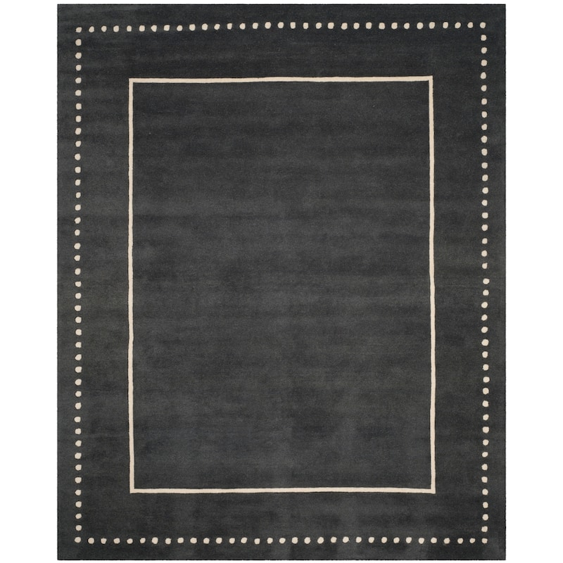 SAFAVIEH Handmade Bella Alverta Dotted Border Wool Rug - 11' x 15' - Dark Grey/Ivory