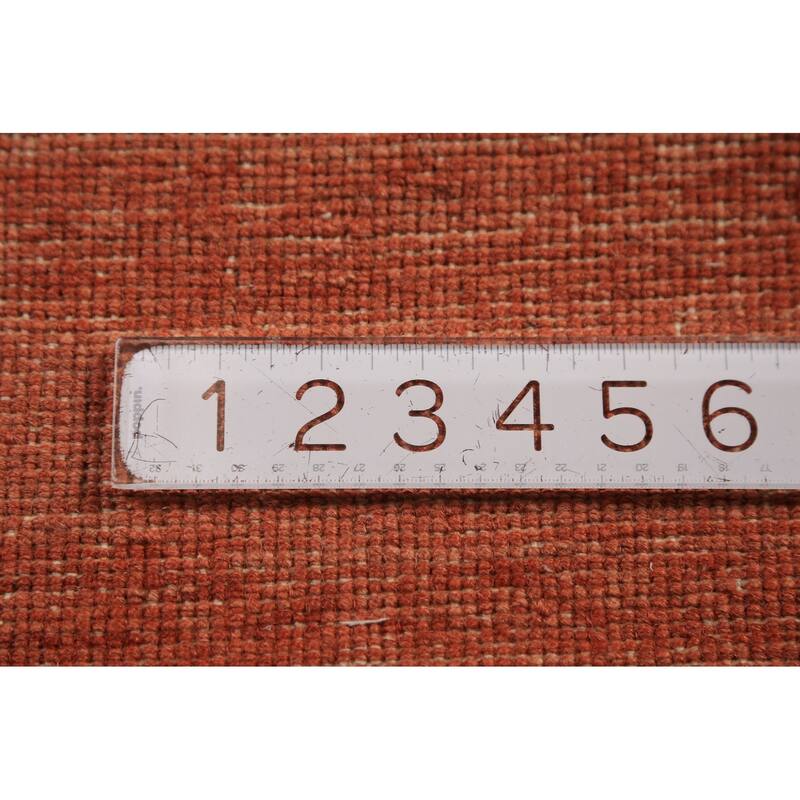 Stripe Orange Gabbeh Modern Rug Handmade Wool Carpet - 3'5" x 4'10"