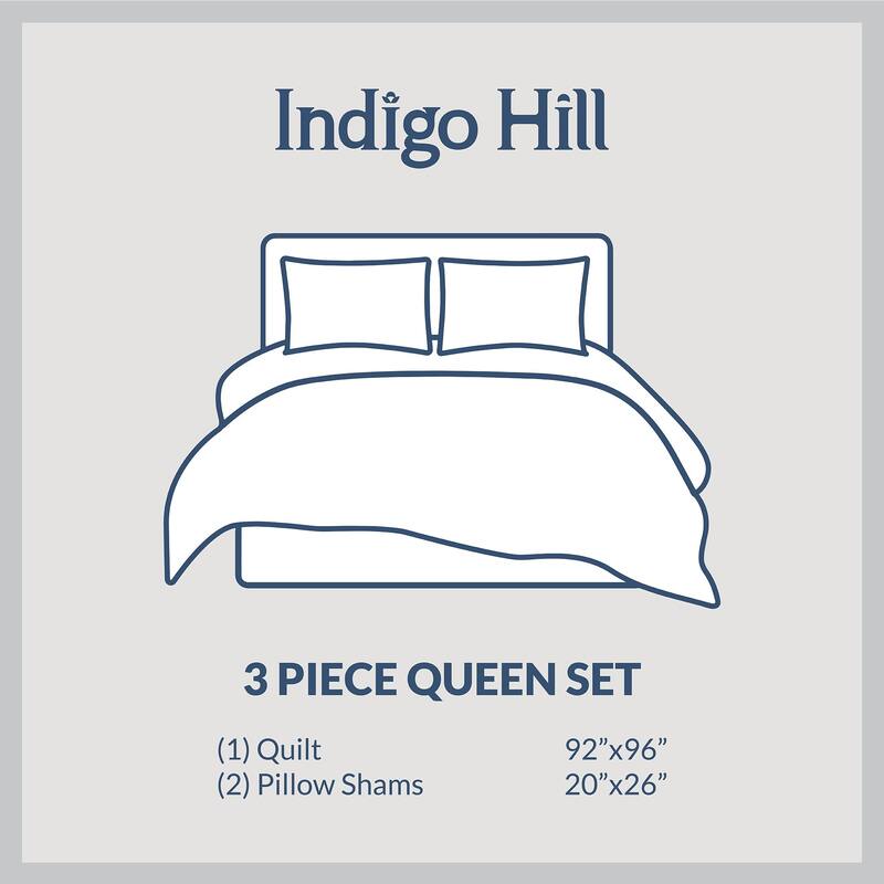 Indigo Hill by HiEnd Accents Mosaic Western Bedding Reversible Geometric Print 3 Piece Quilt Set