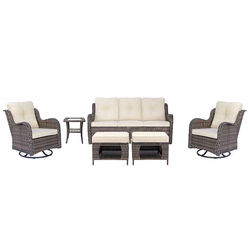 Outdoor Furniture-Wicker Patio Furniture Sets with Swivel Rocker Chair