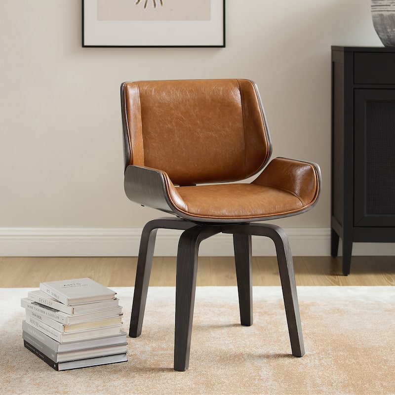 Art Leon Mid-century Modern Swivel Accent Chair - Brown