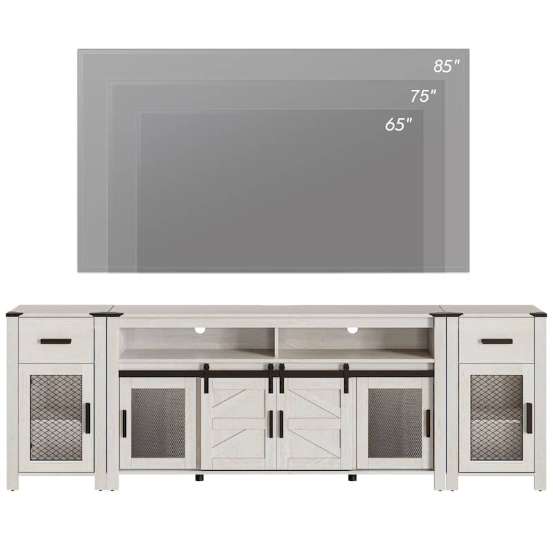 WAMPAT TV Stand set for ups to 100 inch TV,Door Storage Cabinets - 1 Pack