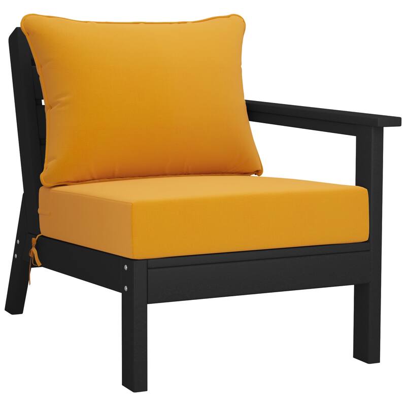 Birchwood All Weather HDPE Outdoor Patio Deep Seating Black Sofa With Cushions (3-Piece)