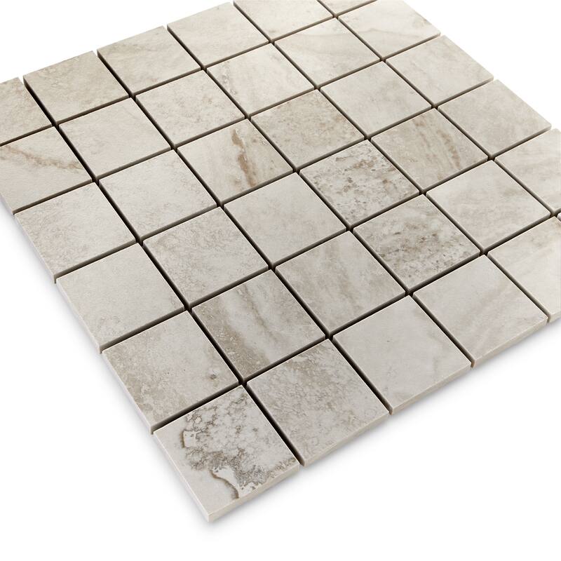 Tufo 12 in. x 12 in. Glazed Porcelain Mosaic Wall and Floor Tile - White Matte - 4 in. x 6 in. tile sample