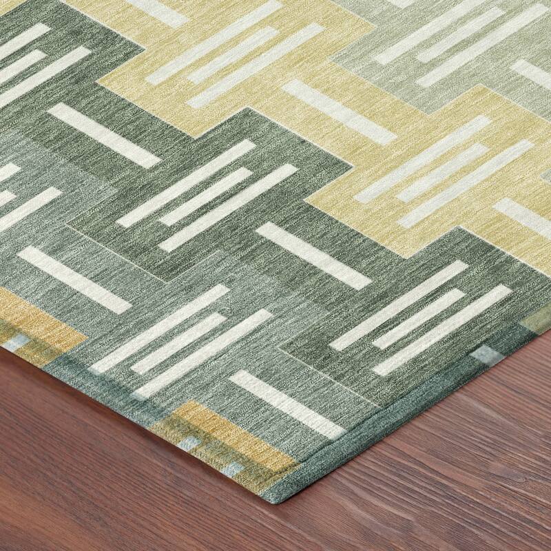 Machine Washable Indoor/ Outdoor Modern Wamego Chantille Rug