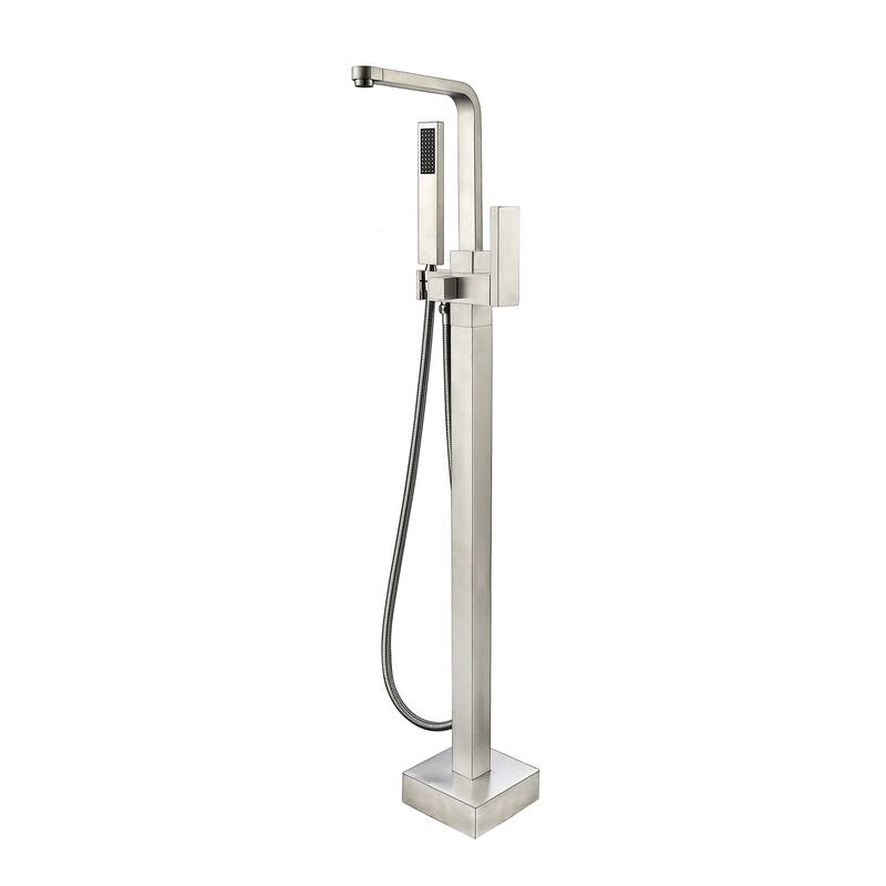 Freestanding Bathtub Faucet with Hand Shower - Brushed Nickel