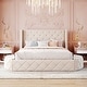 preview thumbnail 17 of 22, Nestfair Queen Size Upholstered Platform Bed with 1 Drawer and 2 Side Storage Stool