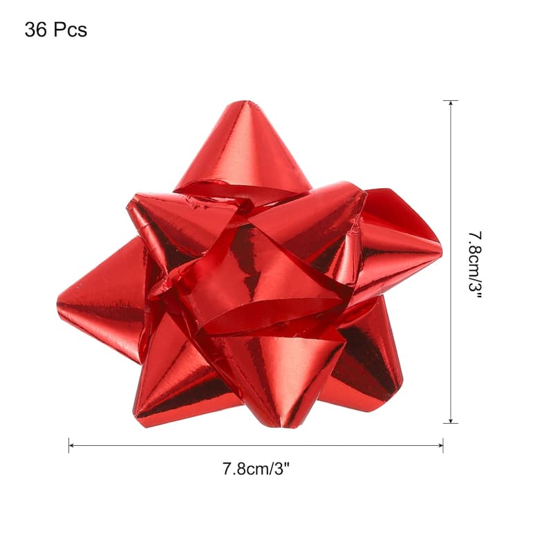 36pcs 3" Mini Star Gift Bows Metallic Christmas Bows for Gift Wrapping - Red