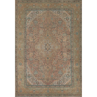 Distressed Tabriz Persian Vintage Rug Bedroom Handmade Wool Carpet - 6'10" x 9'8"