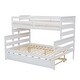 preview thumbnail 28 of 34, Twin Over Full Bunk Bed with Twin Trundle, Solid Wood Bunk Bed Frame with Ladder and Guardrail, Can Be Separated into 3 Beds