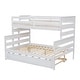 preview thumbnail 10 of 8, Wood Twin over Full Bunk Bed with Twin Trundle, Guard Rails, and Sturdy Pine Frame for Bedroom, White