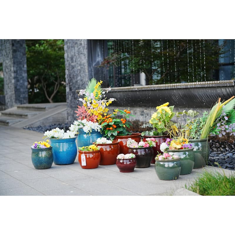 3 Pieces Ceramic Flowerpot, Modern Planter for Patio, Garden or Windowsills