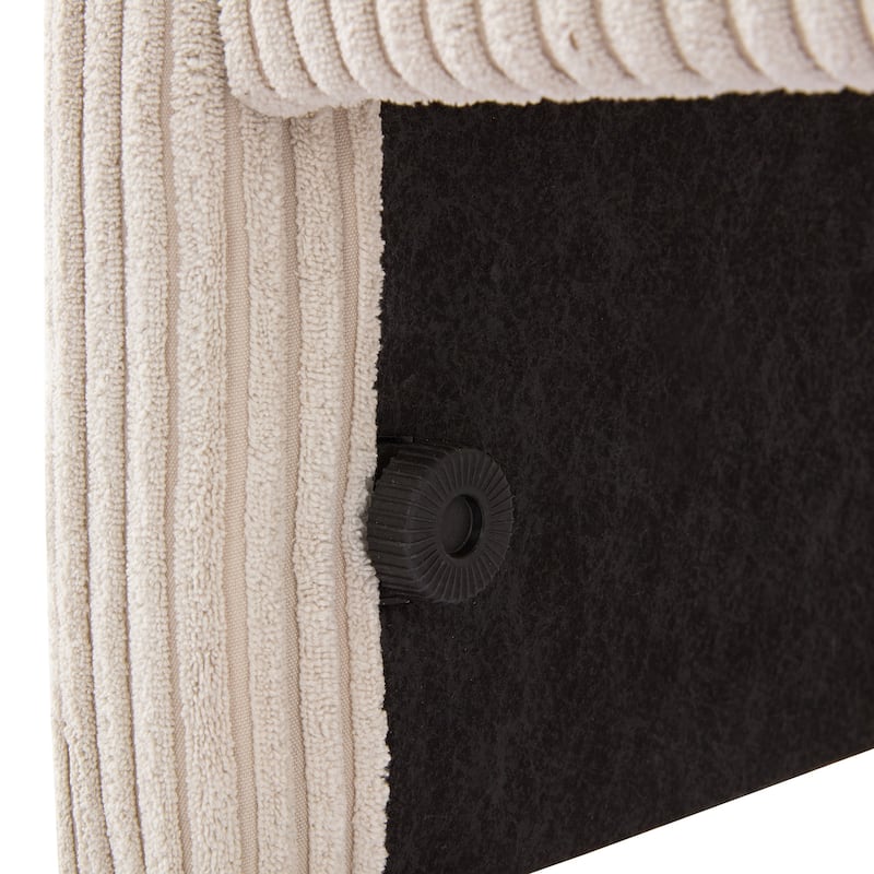 Twin Size L-Shaped Corduroy Upholstered Daybed with 2 Drawers