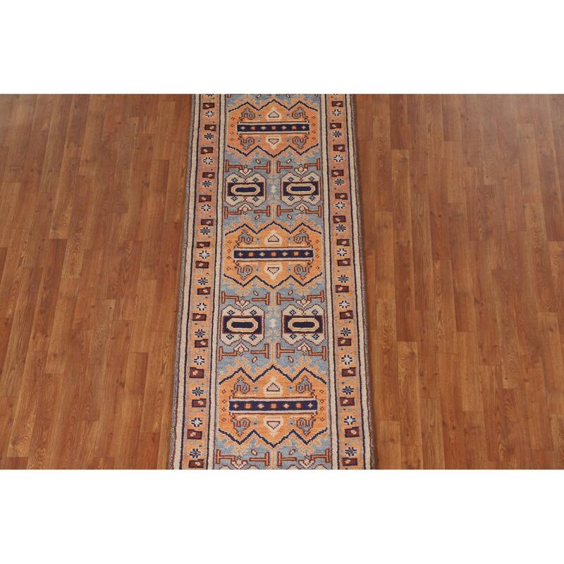 Geometric Orange Heriz Serapi Runner Rug Hand-knotted Wool Carpet - 2'8"x 7'11"