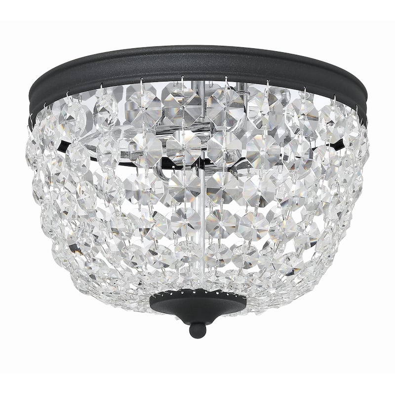 Nola 2 Light Black Forged Ceiling Mount - 11.5"W x 8.5"H
