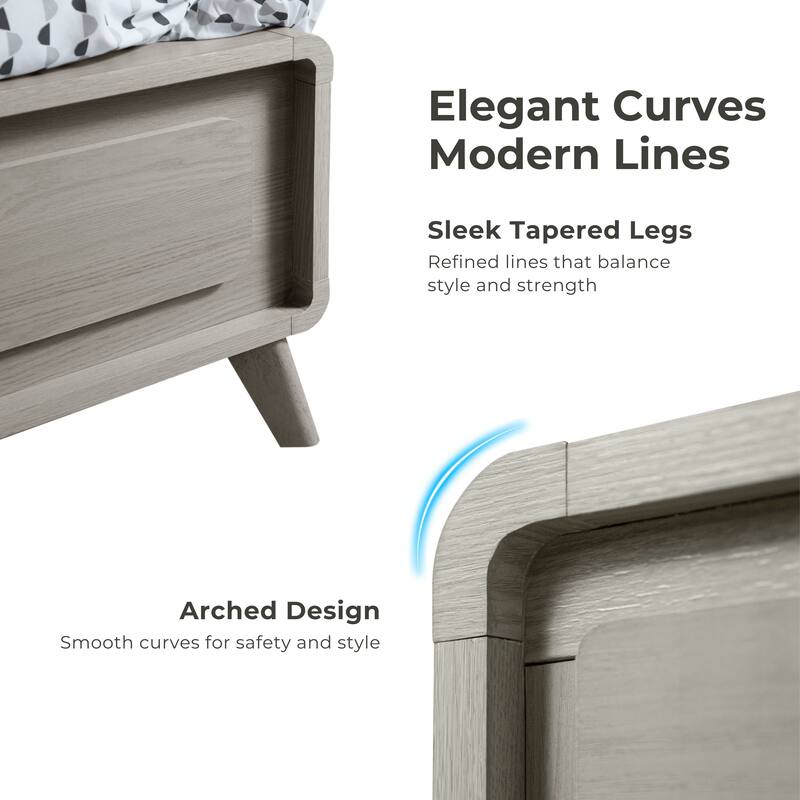Furniture of America Thalia Modern Grey Wood Panel Bed with LED on Headboard