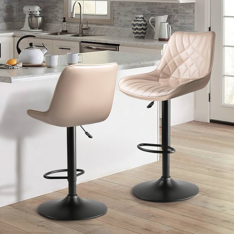 BOSSIN Bar Stools,Counter Heigh Faux Leather Adjustable Bar Stools with Back, Dining Chair