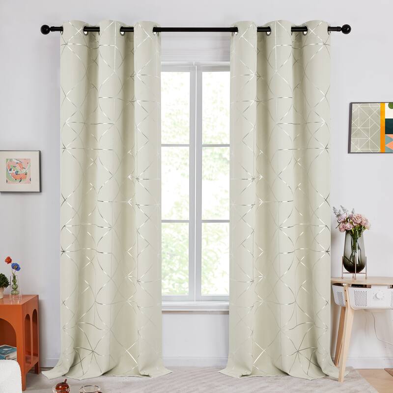 Pattern Curtain, Black Out Curtains for Bedroom Windows 2 Panel - W42 X L63 - Beige