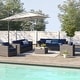 preview thumbnail 11 of 18, LSI Antibes Grey Wicker Sunbrella 9-piece Sofa Club Set Navy Blue