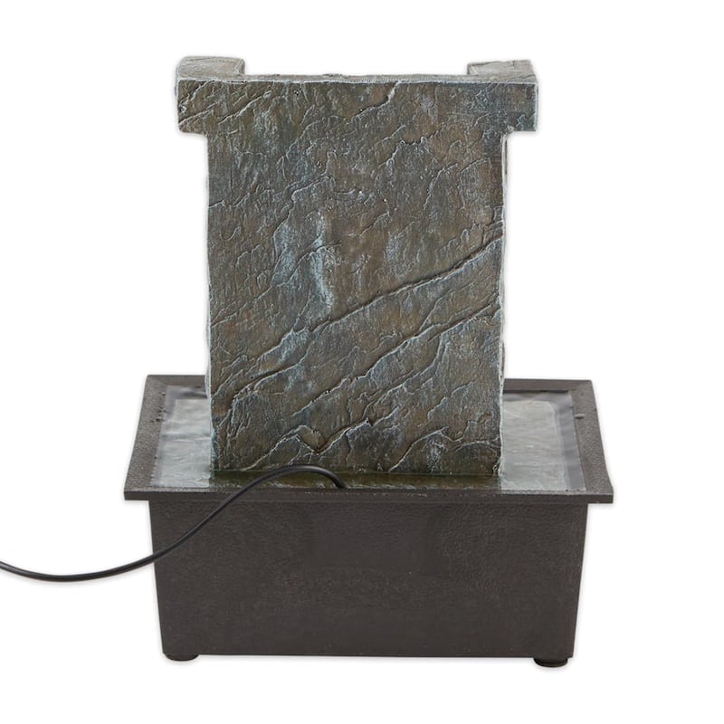 LED Lighted Stone Wall Tabletop Fountain - 10.25" - Black