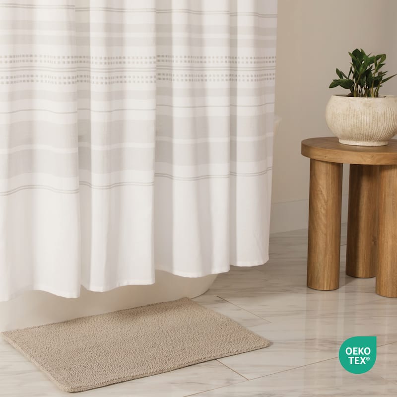 Becky Cameron Cotton Blend Striped Shower Curtain