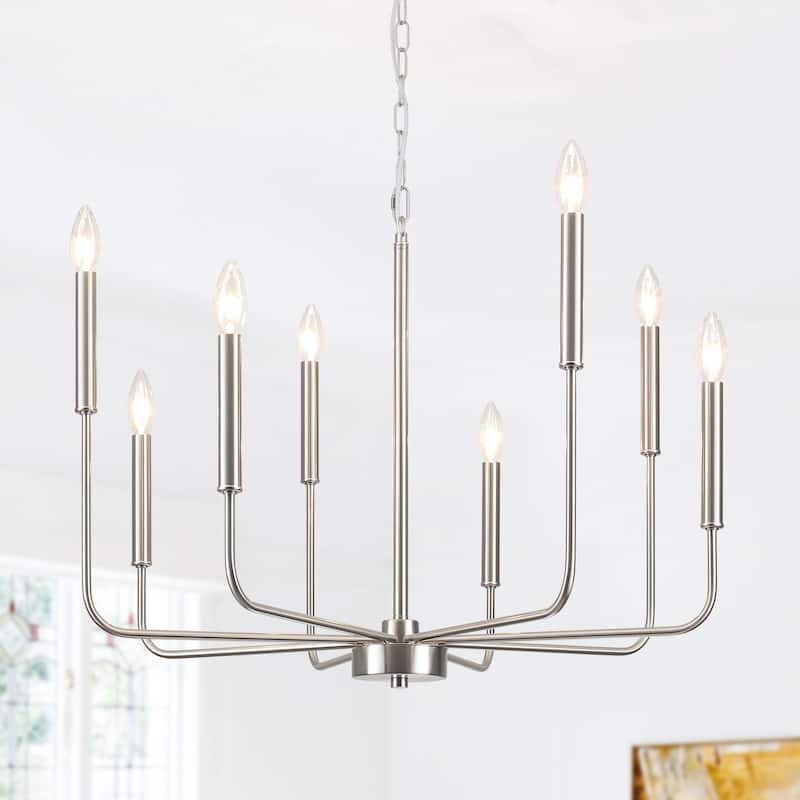 Farmhouse Chandelier, 8-Light Classic Candle Metal Chandelier for Dining Room Living Room Bedroom Kitchen - W26.96"x H34.44"