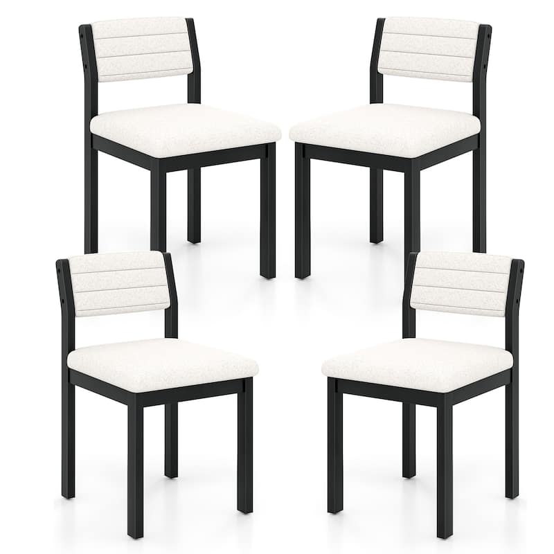 Gymax Dining Chair Set of 4 Sherpa Upholstered Kitchen Chairs w/ Wood - White - Set of 4