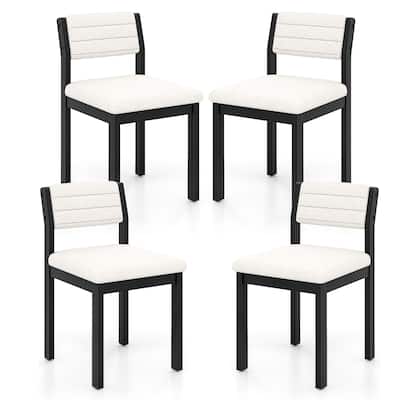 Gymax Dining Chair Set of 4 Sherpa Upholstered Kitchen Chairs w/ Wood